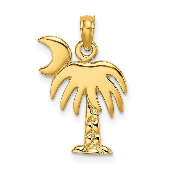 10K Gold Polished Charleston Palm Tree Charm - Picture 1 of 4